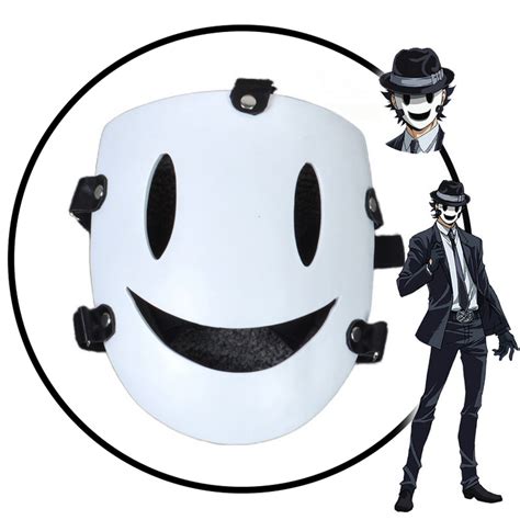 Halloween Mask Anime High Rise Invasion Cosplay White Mask Black Hat ...