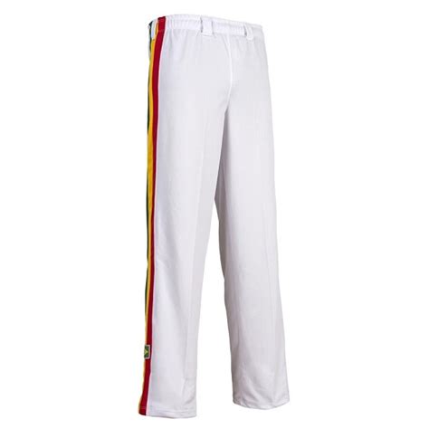 Authentic Brazilian Capoeira Martial Arts Pants - Unisex (White with Stripes) - CO11G6U03CZ