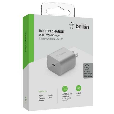 Belkin BOOST↑CHARGE™ USB-C PD Wall Charger 20W, Silver