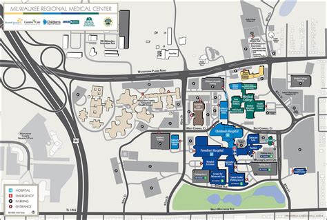 Milwaukee hospital map - Map of Milwaukee hospital (Wisconsin - USA)