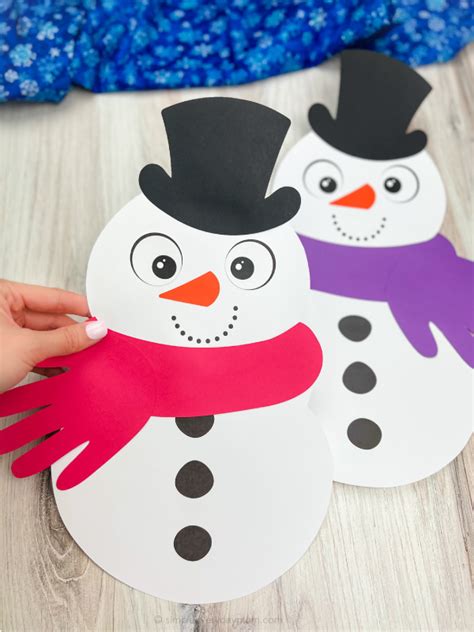 Handprint Snowman Craft For Kids [Free Template]