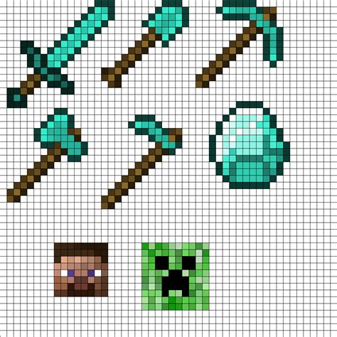 MineCraft Tool Set bead pattern | Hama beads minecraft, Minecraft beads ...