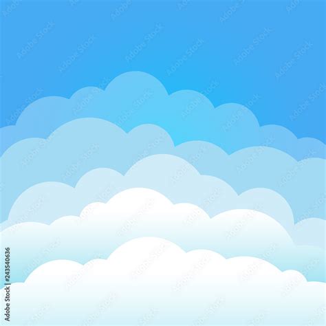 Sky and clouds. Cartoon cloudy background. Heaven scene with blue sky ...