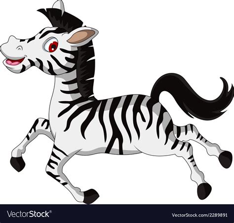 Funny running zebra cartoon Royalty Free Vector Image