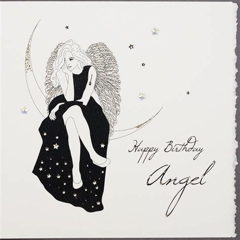 Happy Birthday Angel - Handmade Open Birthday Card - S17 - Tilt Art