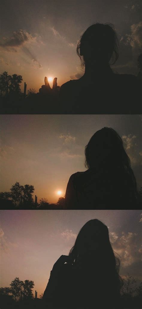 the silhouettes of two people are shown at sunset