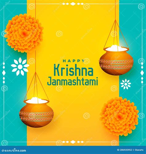 Shree Krishna Janmashtami Festival Card Decorative Design Stock Vector - Illustration of mathura ...