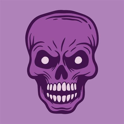 purple Skull hand drawn illustrations for stickers, logo, tattoo etc ...