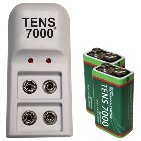 TENS 7000 Official Rechargeable 9v Batteries Kit - Includes NiMh/NiCd ...