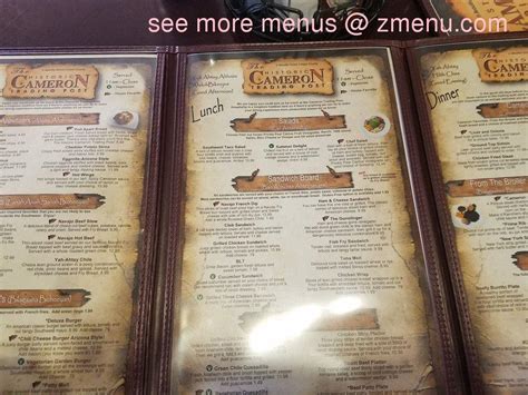 Menu at Cameron Trading Post restaurant, Cameron