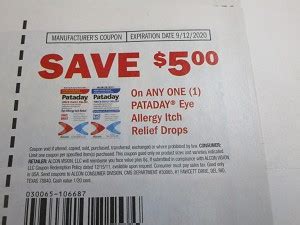 15 Coupons $5/1 Pataday Eye Allergy Itch Relief Drops 9/12/2020