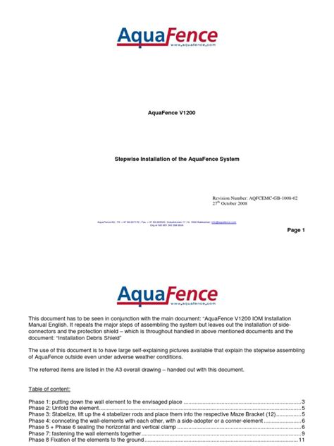 Aquafence Stepweise Installation | PDF | Screw | Tools