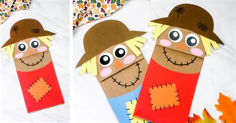 CUTEST Paper Bag Scarecrow Puppet Craft For Kids [Free Template]