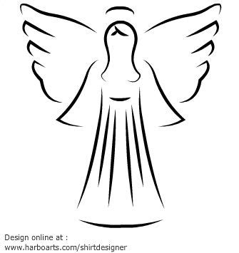 Vector angel drawn with with artistic outline. Peaceful and divine christmas angel illustration ...