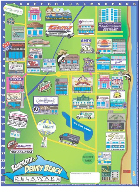 Rehoboth Beach Delaware Cartoon Map - Rehoboth Beach Delaware • mappery