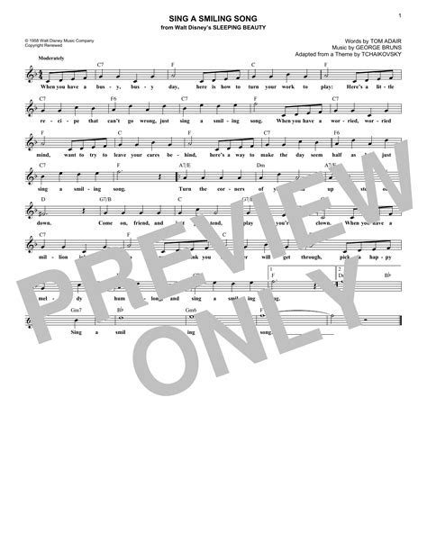 George Bruns 'Sing A Smiling Song' Sheet Music and Printable PDF Music Notes in 2022 | Song ...