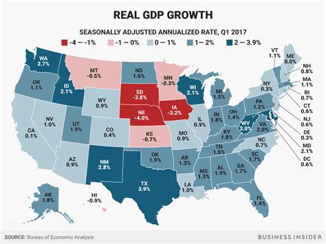 GDP growth state map Q1 2017 - Business Insider