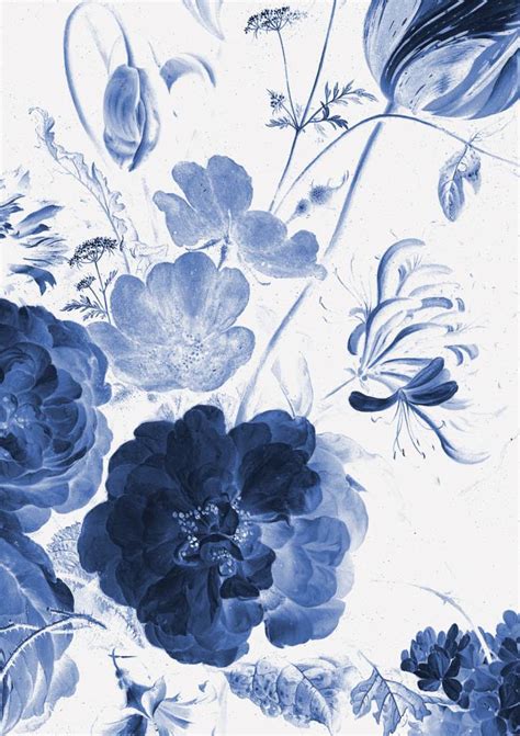 KEK Amsterdam Royal Blue I floral wallpaper - LIVING AND CO.