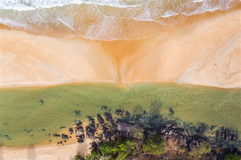 Aerial view of the Bureh beach, Western Area, Sierra Leone - Stock ...