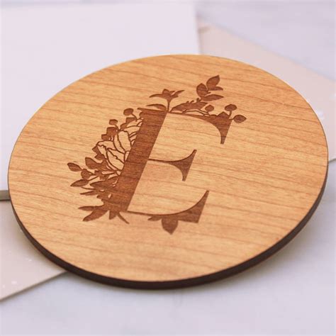 Personalised Wooden Botanical Initial Coaster By Maria Allen Boutique | notonthehighstreet.com