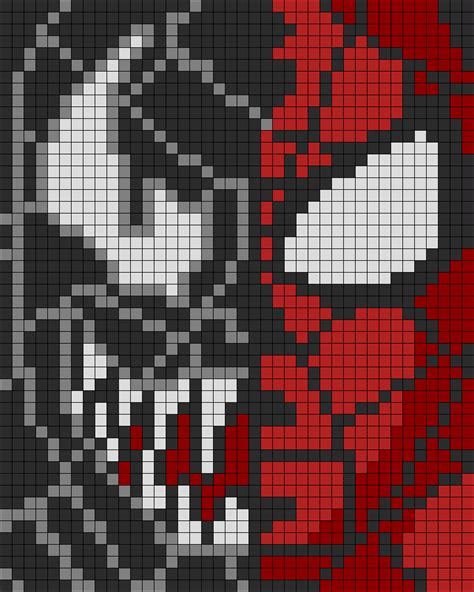 Spiderman N Venom Perler Perler Bead Pattern | Bead Sprites | Characters Fuse Bead Patterns