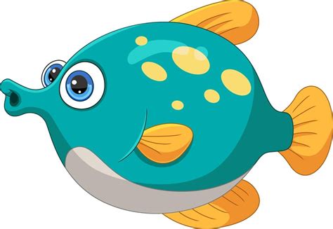 Premium Vector | Cute puffer fish cartoon on white background