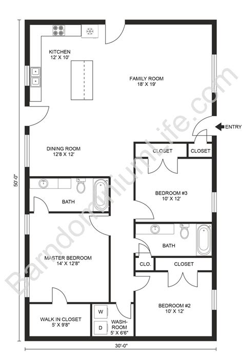 Stunning 3 Bedroom Barndominium Floor Plans | Hotel floor plan, Simple floor plans, Small house ...