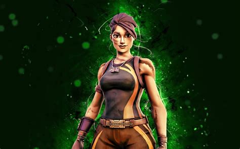 Download wallpapers Jungle Scout, 4k, green neon lights, Fortnite ...