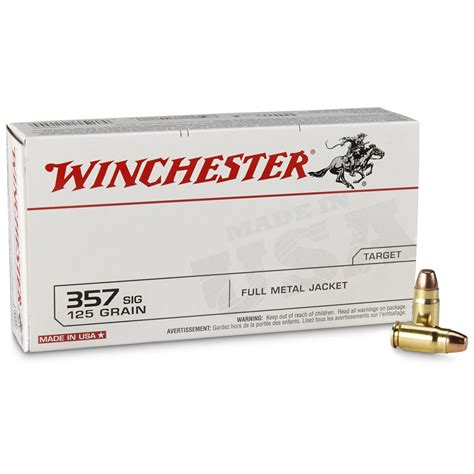 Winchester USA Pistol, .357 SIG, 125 Grain, FMJFN, 50 Rounds - 95205 ...