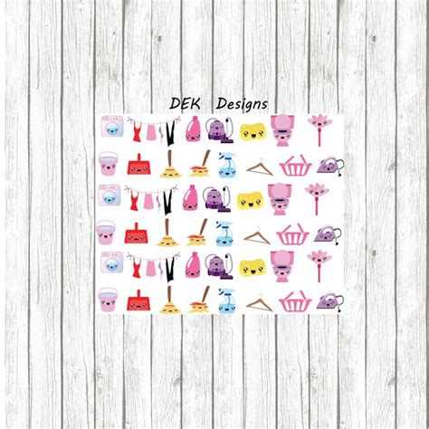 Chores, cute emoji cleaning icons. | Calendar stickers, Planner stickers, Stickers