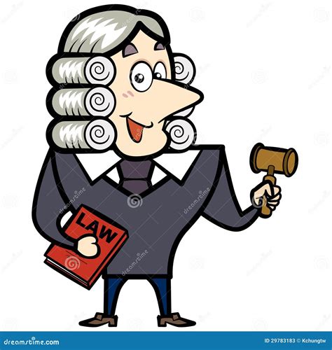 Cartoon Judge with a Gavel and Law Book Stock Vector - Illustration of happiness, clip: 29783183