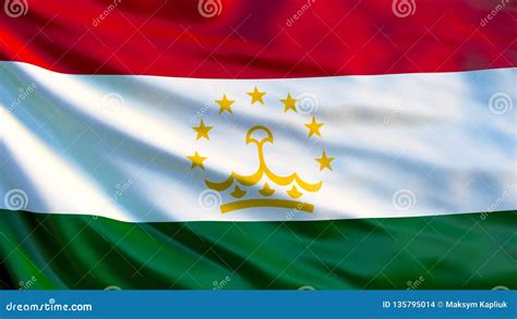 Tajikistan Flag. Waving Flag of Tajikistan 3d Illustration Stock ...