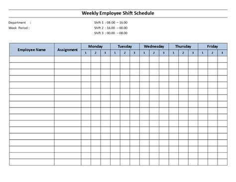 8 Hour Shift Schedule Template Excel