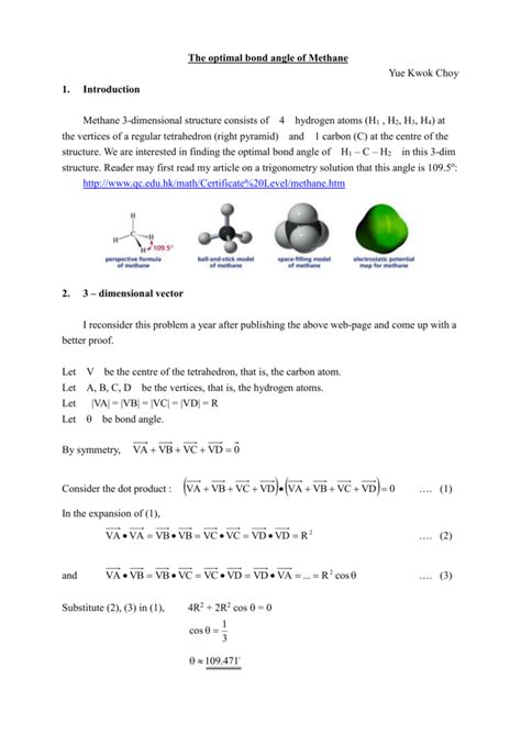 The optimal bond angle of Methane, doc