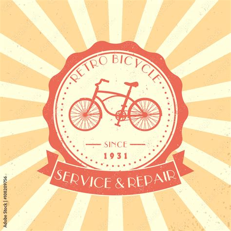 Retro Bicycle Service and Repair, vintage logo, emblem, sign with old ...