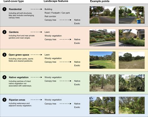 A breakdown of the land-cover types and possible landscape features ...