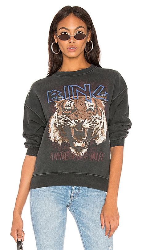 ANINE BING Tiger Sweatshirt in Black | REVOLVE