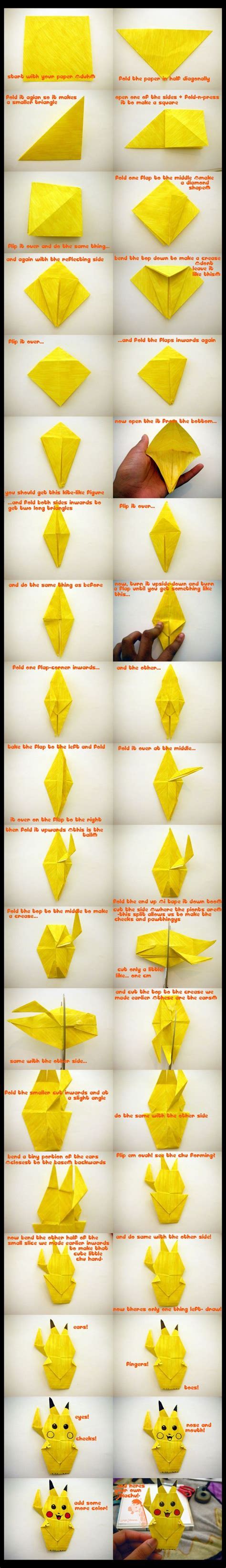 How To Make An Origami Pikachu. These instructions are terrible but I got it done! So cute ...