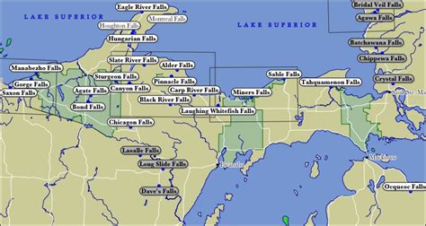 Map of Michigan WaterFalls