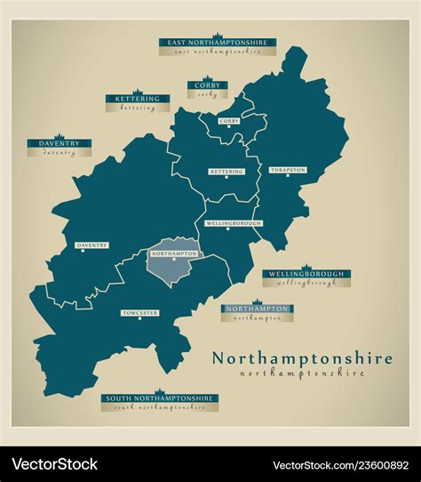 Modern map - northamptonshire county Royalty Free Vector