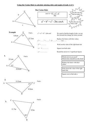 Sine And Cosine Rule Worksheet Tes – Kidsworksheetfun