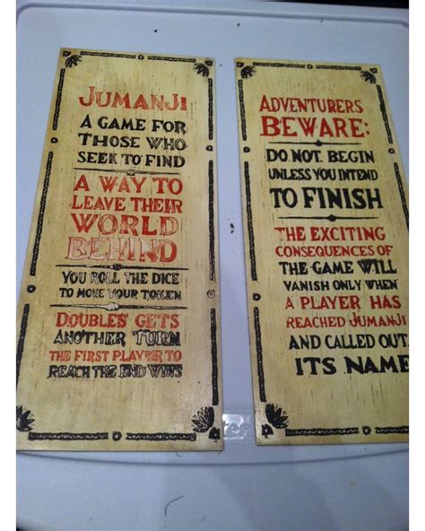 SET OF JUMANJI GAME RULES MOVIE PROPS | Jumanji game, Movie props ...