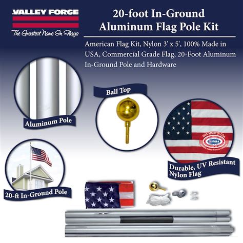 Valley Forge Flag 5-ft W x 20-ft H Patriotic Embroidered House Flag Kit ...