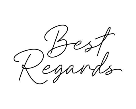 Best regards - black ink calligraphy, script lettering. Handwritten calligraphic text card ...