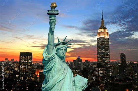 The Statue of Liberty and New York City skyline Stock Photo | Adobe Stock