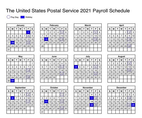 USPS: Calendar shows 2021 payroll schedule – 21st Century Postal Worker