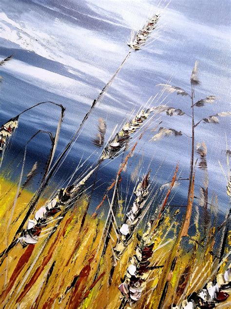 Rural painting on canvas Wheat field painting Wheat field | Etsy