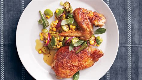 Pressed Chicken With Okra Succotash