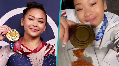 Suni Lee Celebrates Olympic Gold Medal Win With Pizza Party & TikTok Dance | Access