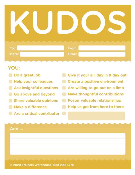 Kudos Cards For Employees Printable - Printable Word Searches